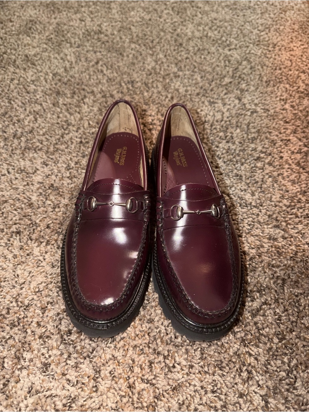 Women’s Burgundy Leather Bit Loafers